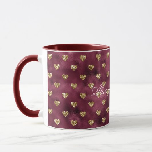 Red Gold Glitzer Hearts Tasse (Links)