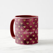 Red Gold Glitzer Hearts Tasse (Vorderseite Links)