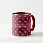Red Gold Glitzer Hearts Tasse (VorderseiteRechts)
