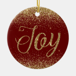 Red Gold Glitzer Joy Keramik Ornament