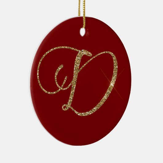 Red Gold Glitzer Letter D Keramik Ornament (Rechts)