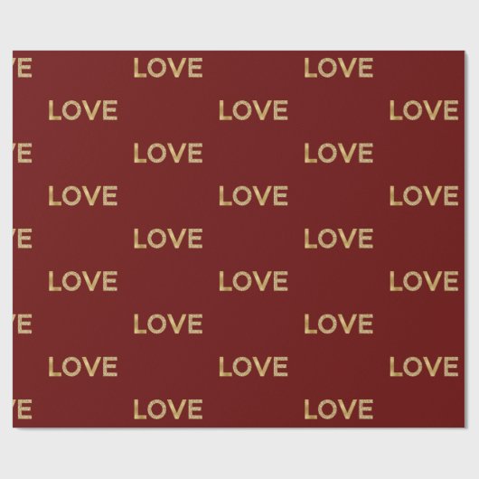 Red Gold Glitzer Liebe Geschenkpapier (Flach)