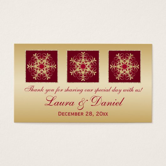 Red Gold Glitzer LOOK Snowflakes Gastgeschenk Hoch (Vorderseite)