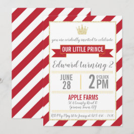 Red Gold Glitzer Prince Birthday Einladung