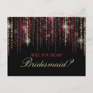Red Gold Glitzer Regen wirst du meine Bridesmaid s Einladungspostkarte