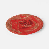 Red Gold Glitzer Rose Weißes Holz Shabby Chic Pappteller (Schrägansicht)