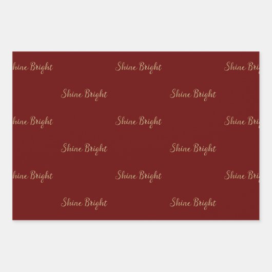 Red Gold Glitzer Shine Christmas Trees      Geschenkpapier Set (Vorderseite 3)