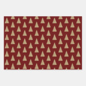 Red Gold Glitzer Shine Christmas Trees      Geschenkpapier Set (Vorderseite)