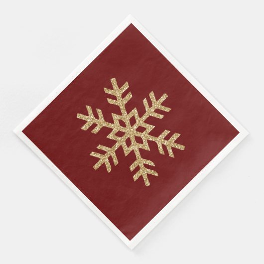 Red Gold Glitzer Snowflake Serviette (Ecke)