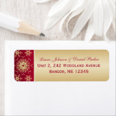 Red, Gold Glitzer Snowflakes Rücksendeadresse (Insitu)