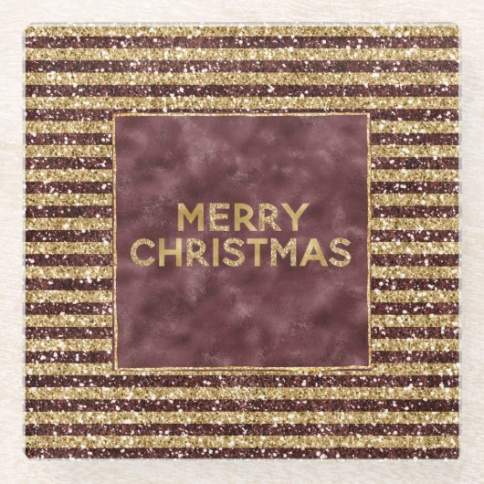 Red Gold Glitzer Sparkle Strip Glasuntersetzer (Vorderseite)