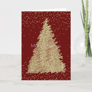Red Gold Glitzer Sparkle Weihnachtsbaum Karte