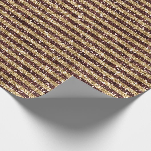 Red Gold Glitzer Sparkline Streifen Geschenkpapier (Ecke)
