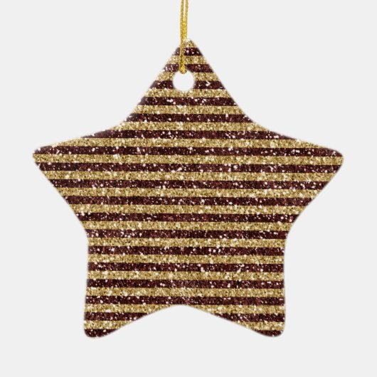 Red Gold Glitzer Sparkline Streifen Keramik Ornament (Vorne)