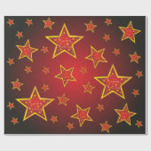 Red Gold Glitzer Stars Frohe Weihnachten Geschenkpapier (Flach)