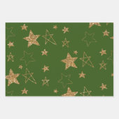 Red Gold Glitzer Stars Geschenkpapier Set (Vorderseite 3)