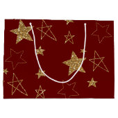 Red Gold Glitzer Stars Große Geschenktüte (Rückseite)
