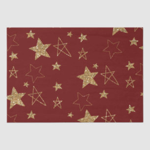 Red Gold Glitzer Stars Seidenpapier
