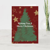 Red Gold Glitzer Stars Weihnachtsbaum Karte (Vorderseite)