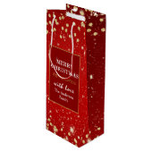 Red & Gold Glitzer Weihnachten Geschenktüte Für Weinflaschen (Vorderseite Schrägansicht)