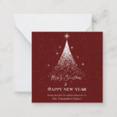 Red Gold Glitzer Weihnachten Neujahr Unternehmen Mitteilungskarte (Vorderseite)