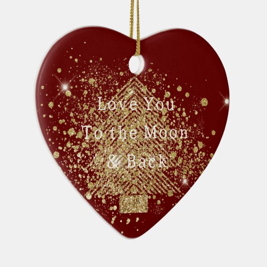 Red Gold Glitzer Weihnachtsbaum Liebe Keramik Ornament (Rechts)