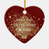 Red Gold Glitzer Weihnachtsbaum Liebe Keramik Ornament (Vorne)