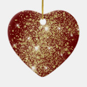Red Gold Glitzer Weihnachtsbaum Liebe Keramik Ornament (Hinten)