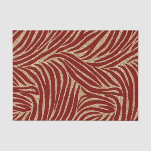 Red Gold Glitzer Zebra Birthday Seidenpapier (Vorderseite)
