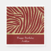 Red Gold Glitzer Zebra Birthday Serviette (Vorderseite)