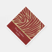 Red Gold Glitzer Zebra Birthday Serviette (Ecke)