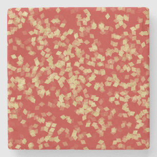 Red Gold Glitzy Confetti Steinuntersetzer