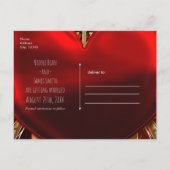 Red & Gold Gothic Liebe Heart Wedding Save the Dat Ankündigungspostkarte (Rückseite)