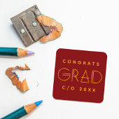 Red Gold Grad Typography Graduation Sticker