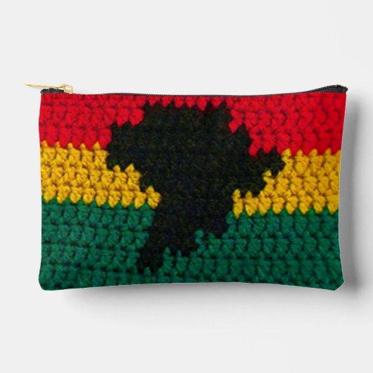 Red Gold Green Black Africa Kunsthandwerk Crochet Zubehörtasche (Vorderseite)