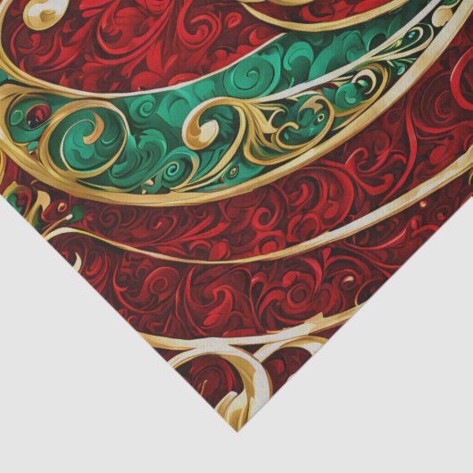 Red Gold Green Christmas Holiday Tissue Seidenpapier (Detail)