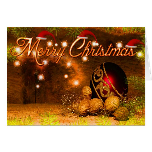 Red Gold & Green Decorative Balls heiraten Weihnac (Vorderseite (Horizontal))