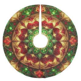 Red Gold Green Decorative Tree Skirt Polyester Weihnachtsbaumdecke