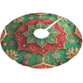 Red Gold Green Decorative Tree Skirt Polyester Weihnachtsbaumdecke (Schrägansicht)