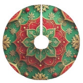 Red Gold Green Decorative Tree Skirt Polyester Weihnachtsbaumdecke (Vorderseite)
