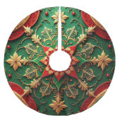 Red Gold Green Decorative Tree Skirt Polyester Weihnachtsbaumdecke (Vorderseite)
