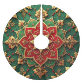 Red Gold Green Decorative Tree Skirt Polyester Weihnachtsbaumdecke (Vorderseite)