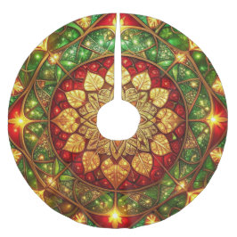 Red Gold Green Decorative Tree Skirt Polyester Weihnachtsbaumdecke