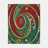 Red Gold Green Holiday Fleece Blanket (Vorderseite)