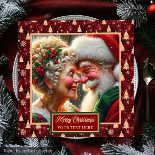 Red Gold Green Holiday Napkins Santa Coule Design Serviette