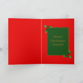 Red Gold Green Holly Berry Pattern - Personalisier Karte (Innenseite)