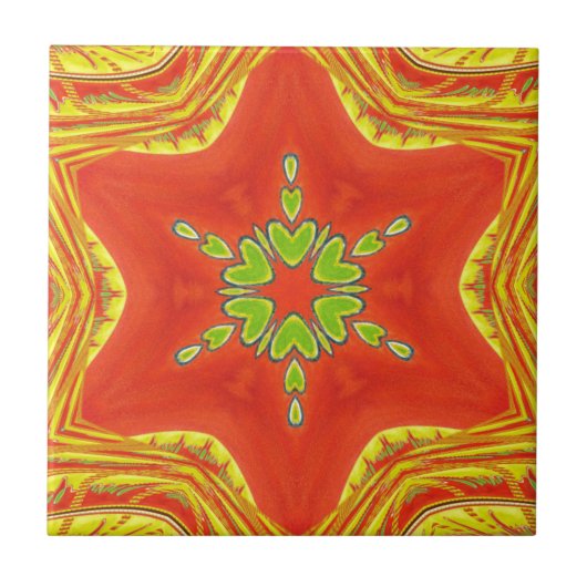 Red Gold Green Mandala Kunstdruckerei Fliese (Vorderseite)