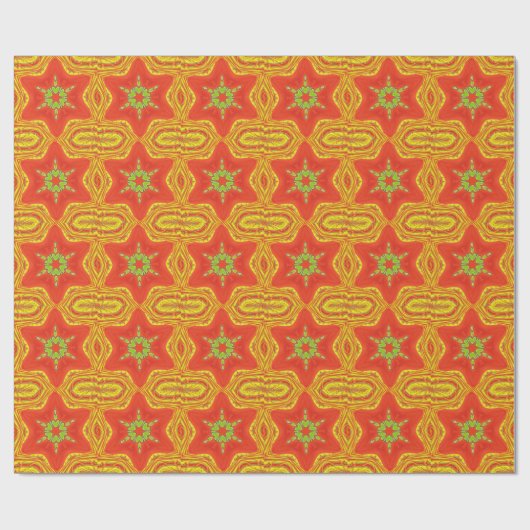 Red Gold Green Mandala Kunstdruckerei Geschenkpapier (Flach)