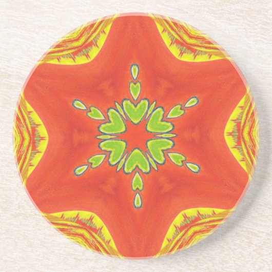 Red Gold Green Mandala Kunstdruckerei Getränkeuntersetzer (Vorne)