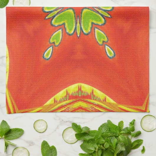 Red Gold Green Mandala Kunstdruckerei Handtuch (Gefaltet)